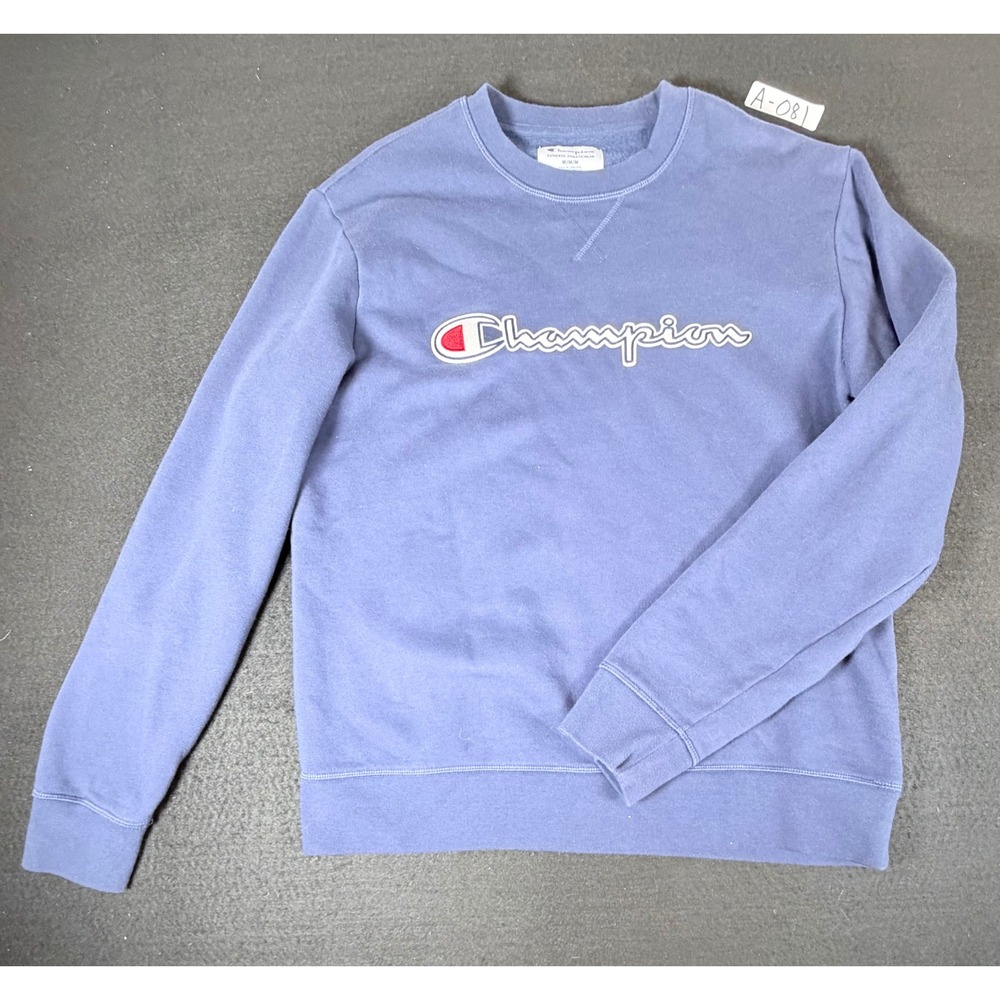 Champion Authentic Athleticwear Mens Blue Crewneck Sweatshirt Medium Script Logo